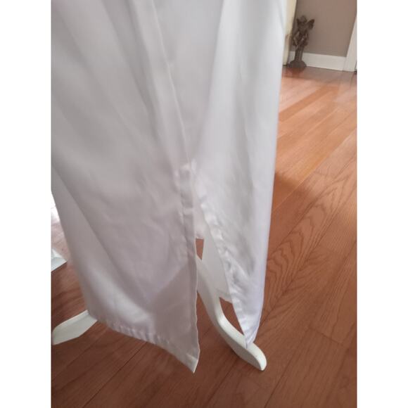 WINDY ROSE NIGHTGOWN WHITE GREEN COLLAR PLACKET APPLIQUED PINK FLOWERS Women's L - Picture 5 of 12